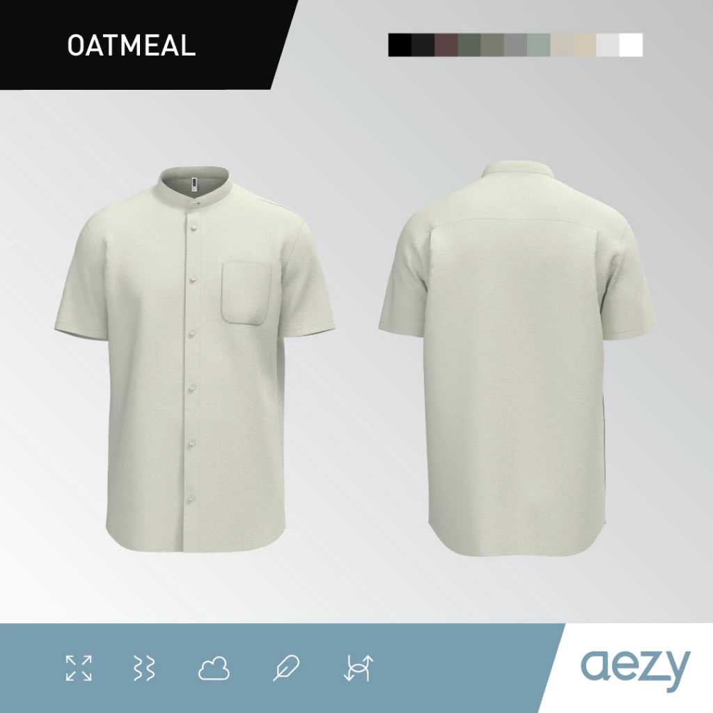 KEMEJA AEZY STAND COLLAR SHORT SLEEVE